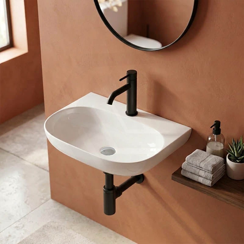 Lukka Ellips Ceramic Wall Hung Basin NO Overflow Tap Hole Available 500x385x120mm - Gloss White