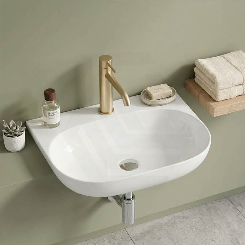 Lukka Ellips Ceramic Wall Hung Basin NO Overflow Tap Hole Available 500x385x120mm - Gloss White