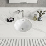 Lukka Round Ceramic Under Counter Basin with Overflow 340x340x200mm - Gloss White