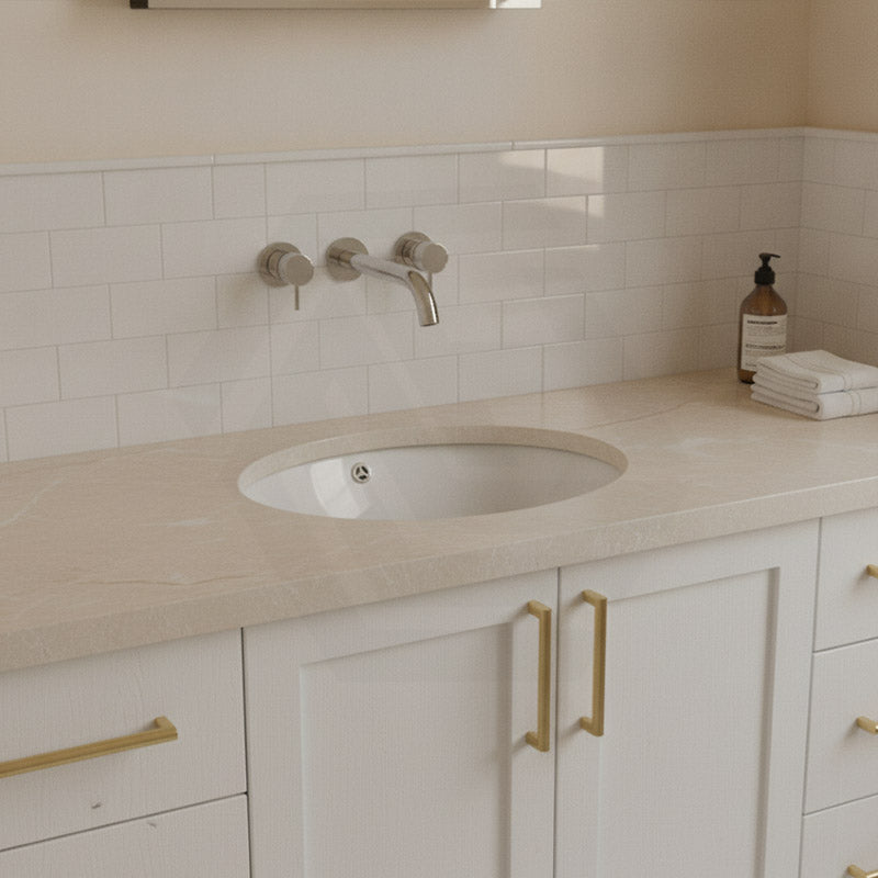 Lukka Round Ceramic Under Counter Basin with Overflow 340x340x200mm - Gloss White