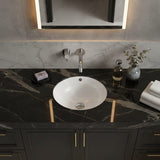 Lukka Round Ceramic Under Counter Basin with Overflow 340x340x200mm - Gloss White