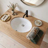 Lukka Oval Under Mount Ceramic Basin with Overflow 460x393x200mm - Gloss White
