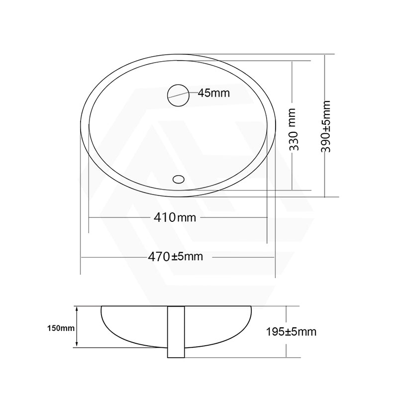 Lukka Oval Under Mount Ceramic Basin with Overflow 460x393x200mm - Gloss White