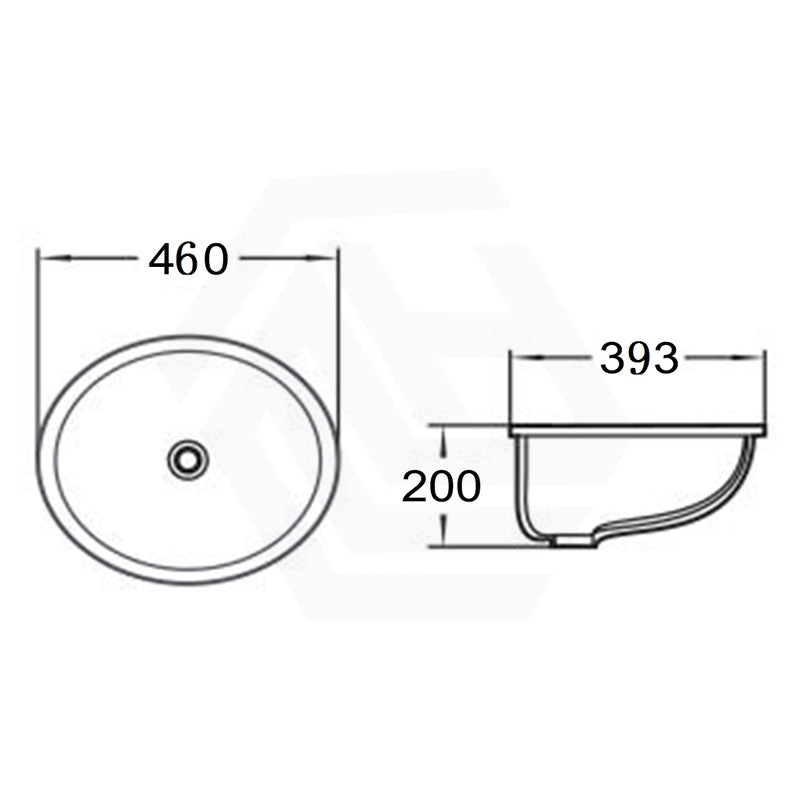 Lukka 460x393x200mm Oval Under Mount Gloss White Ceramic Basin with Overflow