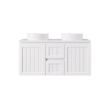 600-1500mm Lukka Archill Federation Wall Hung Vanity PVC Board Matt White/Black Linear Surface