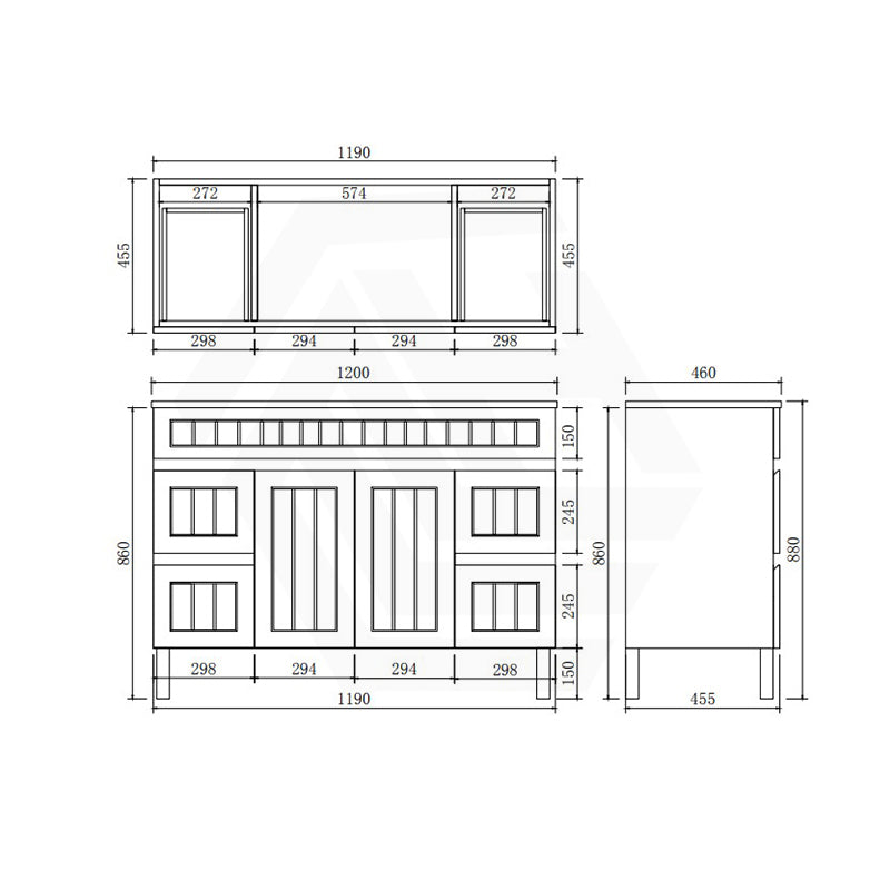 Lukka 1200-1500mm Matt Black/White Archill Federation Freestanding PVC Vanity with Legs