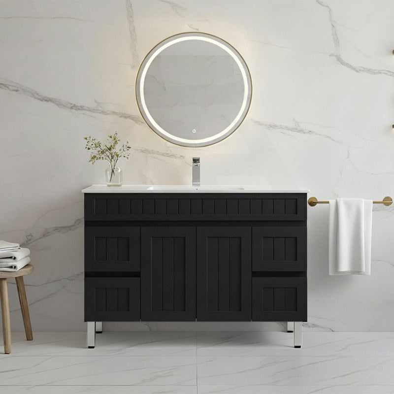 Lukka 1200-1500mm Matt Black Archill Federation Freestanding PVC Vanity with Legs