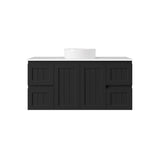 600-1500mm Lukka Archill Federation Wall Hung Vanity PVC Board Matt White/Black Linear Surface