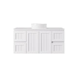 600-1500mm Lukka Archill Federation Wall Hung Vanity PVC Board Matt White/Black Linear Surface