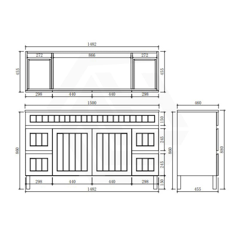 Lukka 1200-1500mm Matt Black/White Archill Federation Freestanding PVC Vanity with Legs