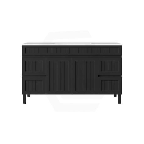 Lukka 1200-1500mm Matt Black/White Archill Federation Freestanding PVC Vanity with Legs