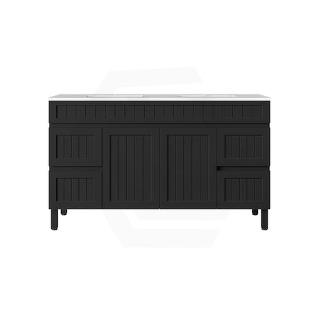 Lukka 1200-1500mm Matt Black/White Archill Federation Freestanding PVC Vanity with Legs