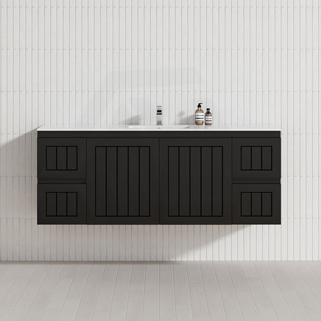 600-1500mm Lukka Archill Federation Wall Hung Vanity PVC Board Matt White/Black Linear Surface