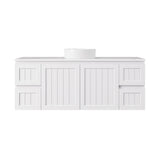 600-1500mm Lukka Archill Federation Wall Hung Vanity PVC Board Matt White/Black Linear Surface