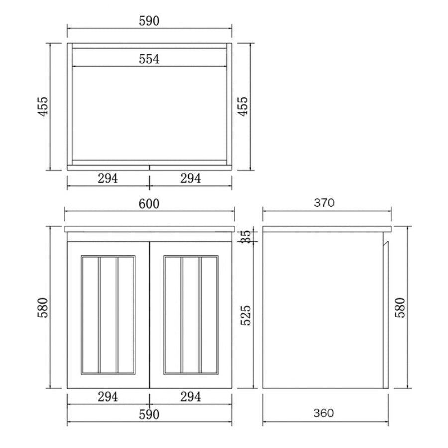 600-900mm Lukka Narrow Archill Federation Wall Hung Vanity PVC Board Matt White/Black Linear Surface Cabinet ONLY & Ceramic Top Available