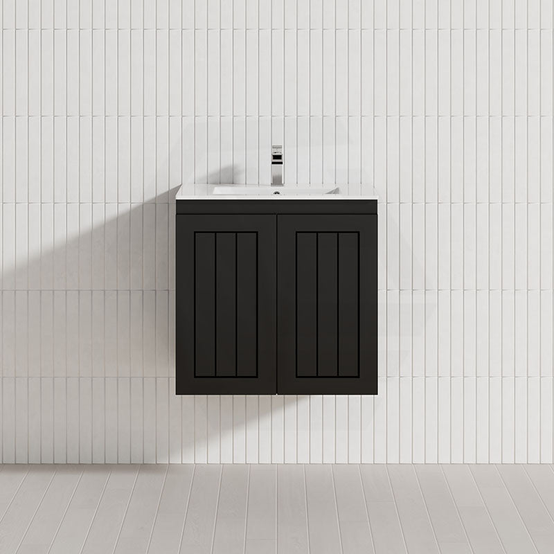 600-900mm Lukka Narrow Archill Federation Wall Hung Vanity PVC Board Matt White/Black Linear Surface Cabinet ONLY & Ceramic Top Available