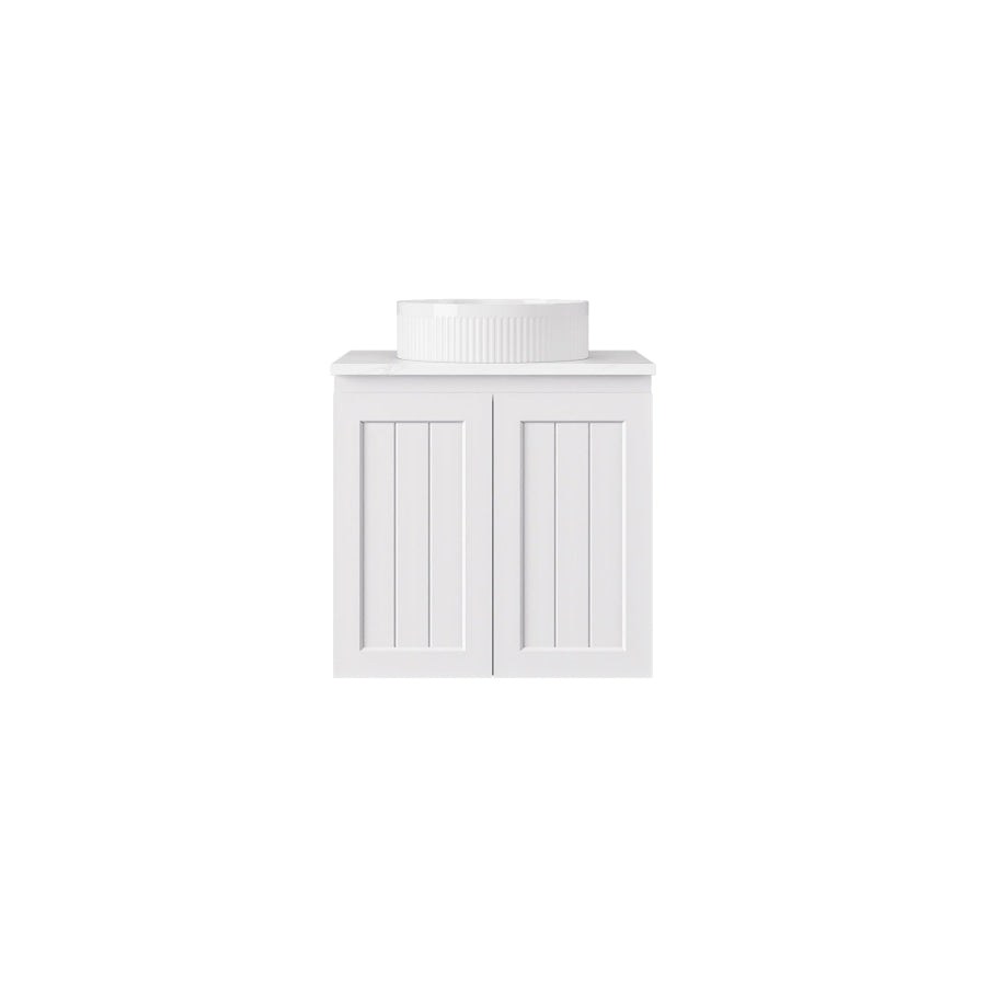 600-1500mm Lukka Archill Federation Wall Hung Vanity PVC Board Matt White/Black Linear Surface
