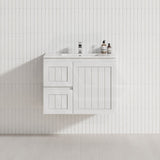 600-900mm Lukka Narrow Archill Federation Wall Hung Vanity PVC Board Matt White/Black Linear Surface Cabinet ONLY & Ceramic Top Available