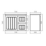 600-900mm Lukka Narrow Archill Federation Wall Hung Vanity PVC Board Matt White/Black Linear Surface Cabinet ONLY & Ceramic Top Available