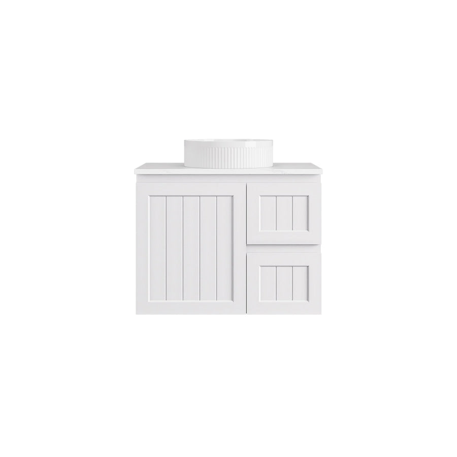 600-1500mm Lukka Archill Federation Wall Hung Vanity PVC Board Matt White/Black Linear Surface