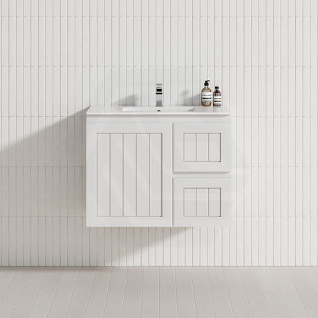 600-1500mm Lukka Archill Federation Wall Hung Vanity PVC Board Matt White/Black Linear Surface