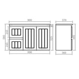 600-900mm Lukka Narrow Archill Federation Wall Hung Vanity PVC Board Matt White/Black Linear Surface Cabinet ONLY & Ceramic Top Available