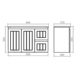 600-900mm Lukka Narrow Archill Federation Wall Hung Vanity PVC Board Matt White/Black Linear Surface Cabinet ONLY & Ceramic Top Available