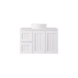 600-1500mm Lukka Archill Federation Wall Hung Vanity PVC Board Matt White/Black Linear Surface