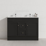 1200mm Lukka Harold Federation Matt White/Black PVC Freestanding Vanity with Legs/Kickboard
