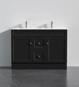 Lukka Harold Federation 600-1500mm Matt White/Black PVC Freestanding Vanity with Kickboard
