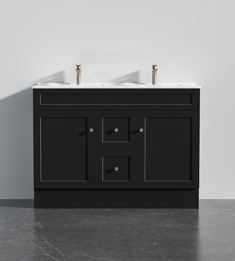 Lukka Harold Federation 600-1500mm Matt White/Black PVC Freestanding Vanity with Kickboard