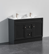 Lukka Harold Federation 600-1500mm Matt White/Black PVC Freestanding Vanity with Kickboard