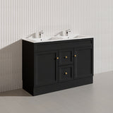 1200mm Lukka Harold Federation Matt White/Black PVC Freestanding Vanity with Legs/Kickboard