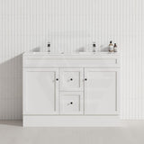 1200mm Lukka Harold Federation Matt White/Black PVC Freestanding Vanity with Legs/Kickboard