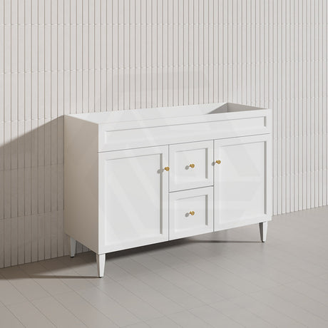 1200mm Lukka Harold Federation Matt White/Black PVC Freestanding Vanity with Legs/Kickboard