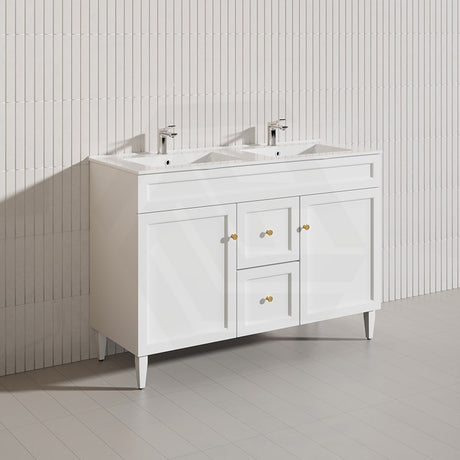 1200mm Lukka Harold Federation Matt White/Black PVC Freestanding Vanity with Legs/Kickboard