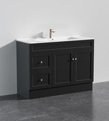 Lukka Harold Federation 600-1500mm Matt White/Black PVC Freestanding Vanity with Kickboard