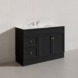 1200mm Lukka Harold Federation Matt White/Black PVC Freestanding Vanity with Legs/Kickboard