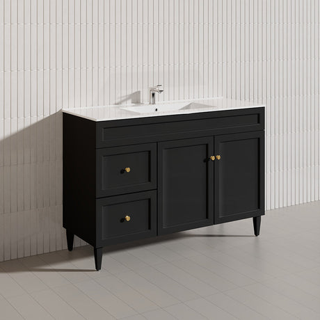 1200mm Lukka Harold Federation Matt White/Black PVC Freestanding Vanity with Legs/Kickboard
