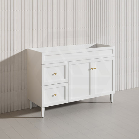 1200mm Lukka Harold Federation Matt White/Black PVC Freestanding Vanity with Legs/Kickboard