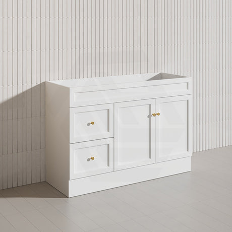 1200mm Lukka Harold Federation Matt White/Black PVC Freestanding Vanity with Legs/Kickboard