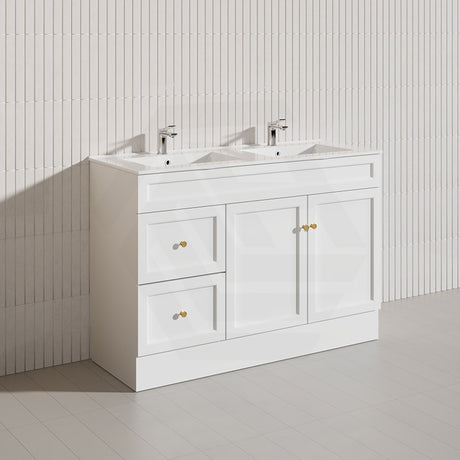 1200mm Lukka Harold Federation Matt White/Black PVC Freestanding Vanity with Legs/Kickboard