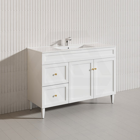 1200mm Lukka Harold Federation Matt White/Black PVC Freestanding Vanity with Legs/Kickboard