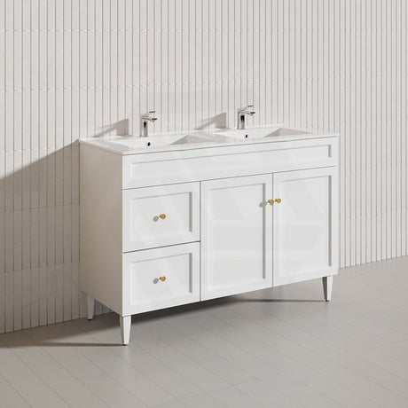 1200mm Lukka Harold Federation Matt White/Black PVC Freestanding Vanity with Legs/Kickboard