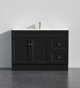 Lukka Harold Federation 600-1500mm Matt White/Black PVC Freestanding Vanity with Kickboard