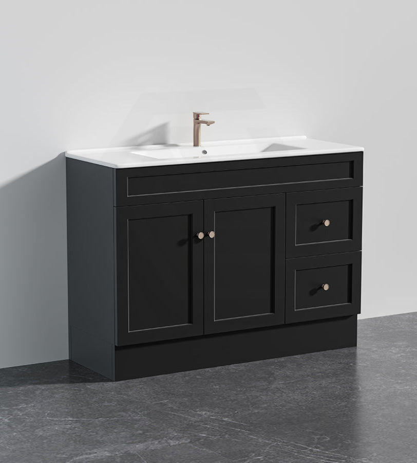 Lukka Harold Federation 600-1500mm Matt White/Black PVC Freestanding Vanity with Kickboard