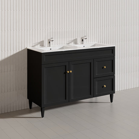 1200mm Lukka Harold Federation Matt White/Black PVC Freestanding Vanity with Legs/Kickboard