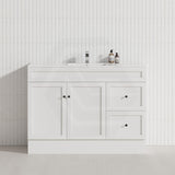 1200mm Lukka Harold Federation Matt White/Black PVC Freestanding Vanity with Legs/Kickboard