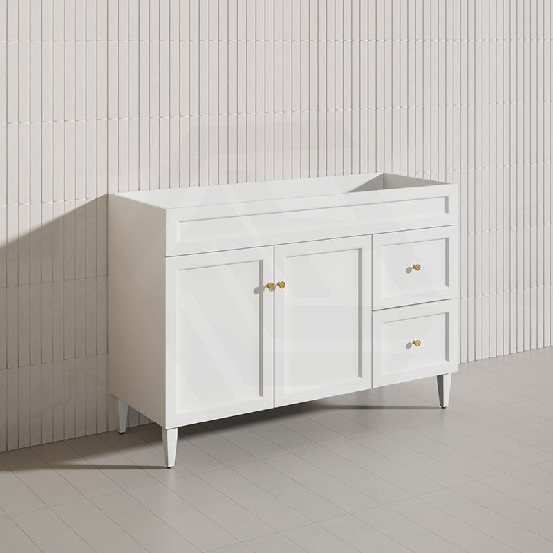 1200mm Lukka Harold Federation Matt White/Black PVC Freestanding Vanity with Legs/Kickboard