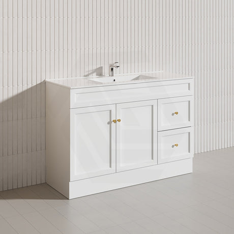1200mm Lukka Harold Federation Matt White/Black PVC Freestanding Vanity with Legs/Kickboard